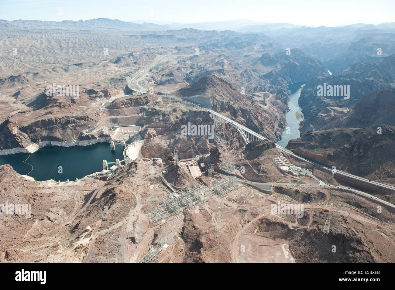 A view of the Hoover Dam from a helicopter Stock Photo - Alamy