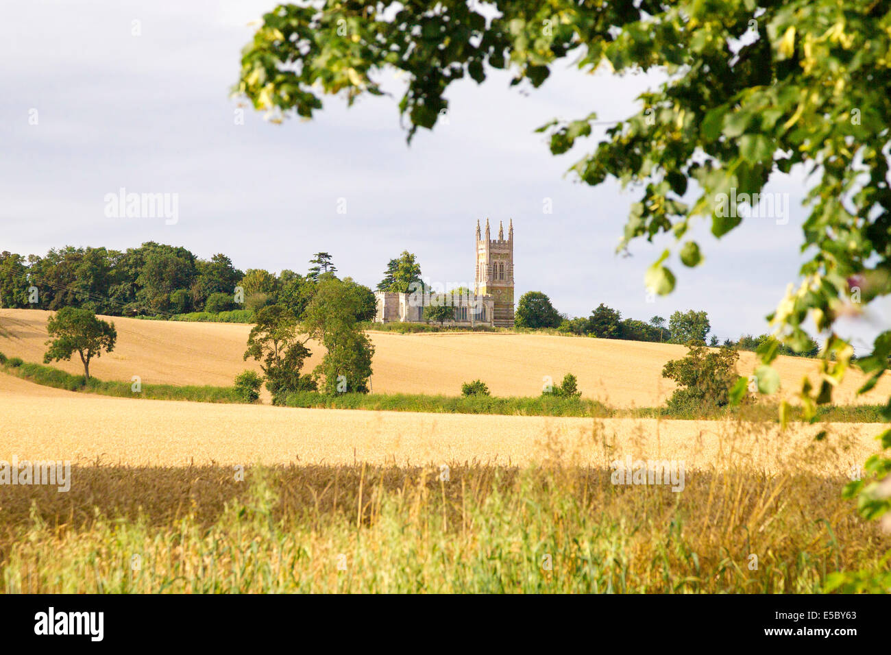 Whiston. Northampton, UK. 27th July 2014. UK UK Weather Wheat fields ripening around the church