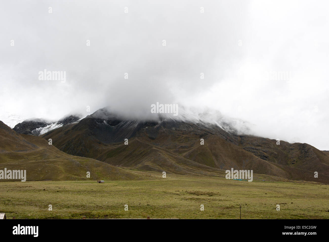 A cloudy mountain view on route 35 in the Melgar Province in Peru. Stock Photo