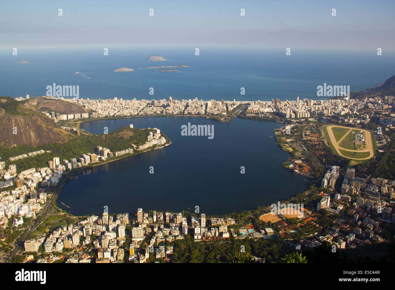 RIO DE JANEIRO, BRAZIL - July 21, 2014: view from Corcovado Mountain, of Rodrigo de Freitas Lagoon. Stock Photo