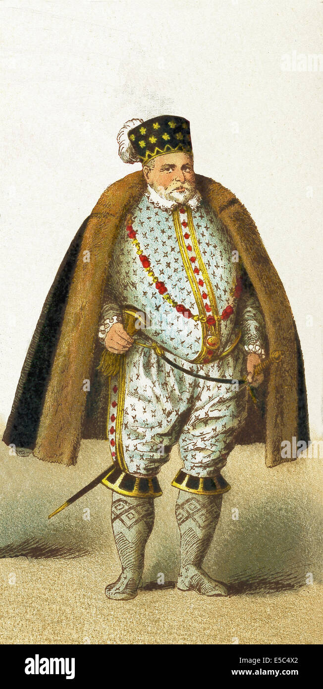 The figure represents the German Margrave of Brandenburg, Joachim II Hector (the first Protestant Elector of Brandenburg). Stock Photo