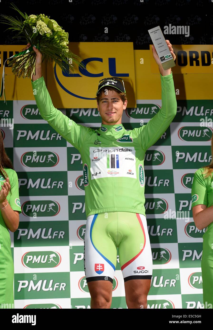 26.07.2014. Bergerac to Perigueux, France. Tour de France Cyclcing championships, Stage 20 (penultimate stage) cycling race.  SAGAN Peter SVK of Cannondale   podium green jersey holder Stock Photo