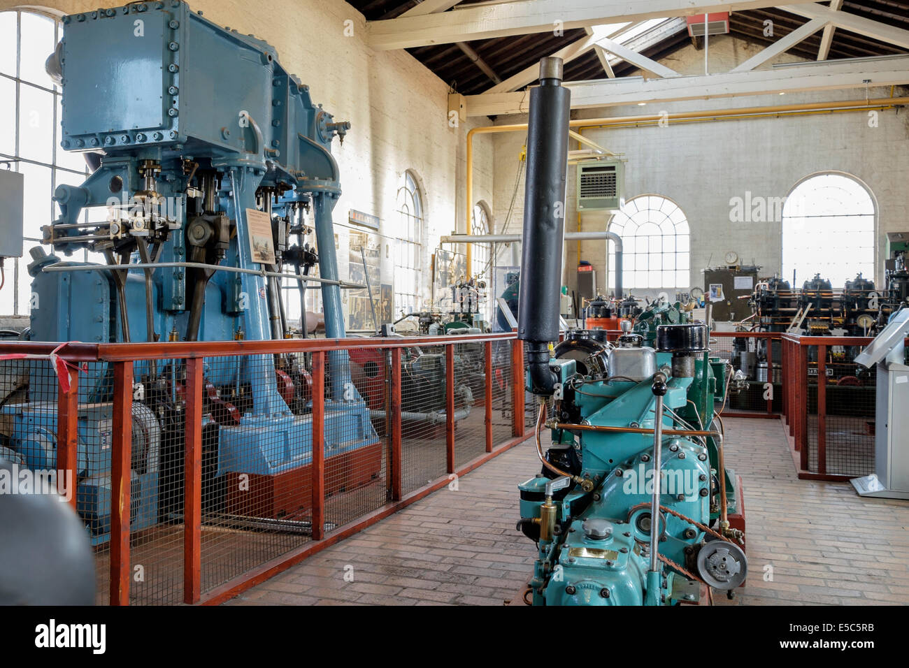 Old engines on display inside the Power Hall engine room at National Waterways Museum. Ellesmere Port Cheshire England UK Stock Photo