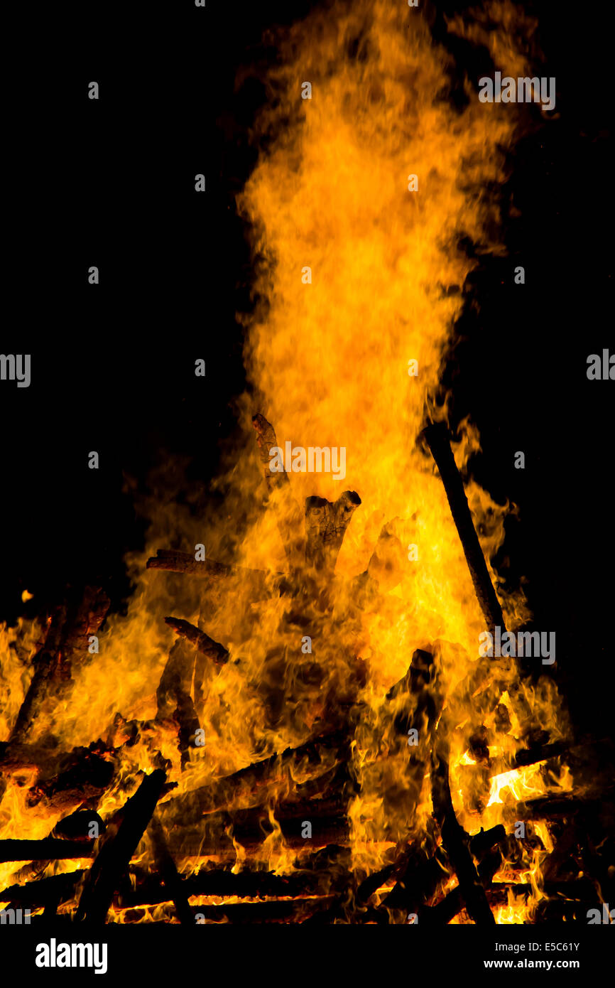 Huge fire burning from the distance Stock Photo