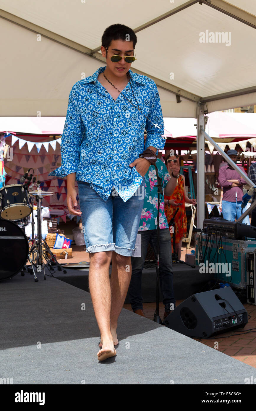 Market Square, Northampton U.K. 27th July 2014. Most Marvellous Vintage take over the market square with a vintage fashion show and a man made beach for the children. Northampton Borough Council are putting on events and having free parking at weekends to attract more people into the town centre. Credit:  Keith J Smith./Alamy Live News Stock Photo