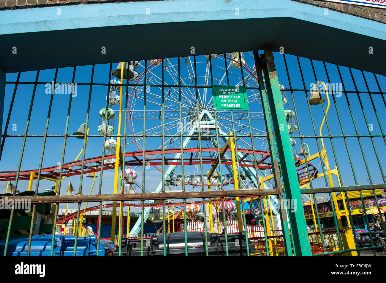 Skegness funfair before opening time Stock Photo