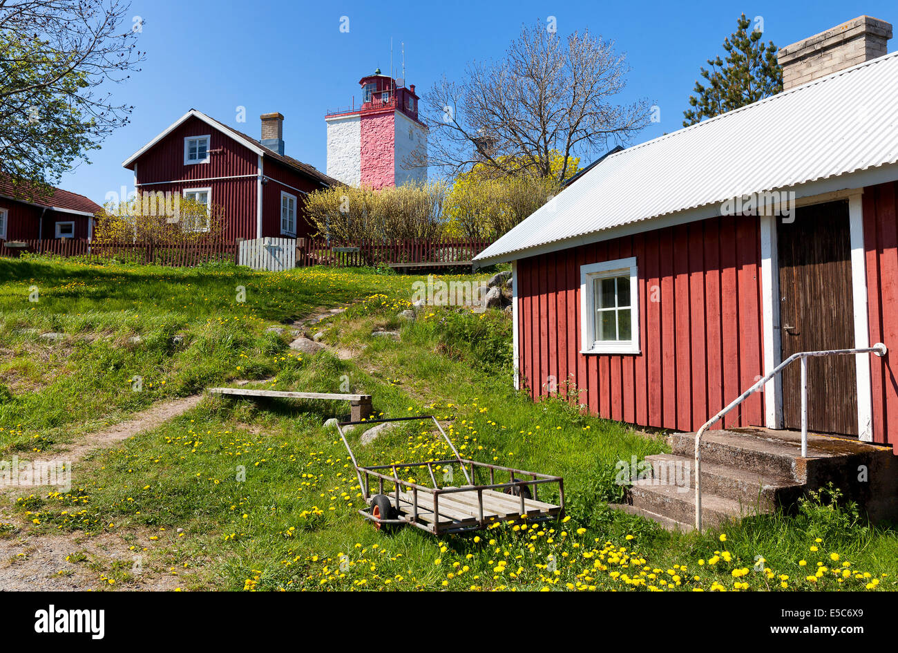 Lighthouse on Uto Island in Finland Stock Photo