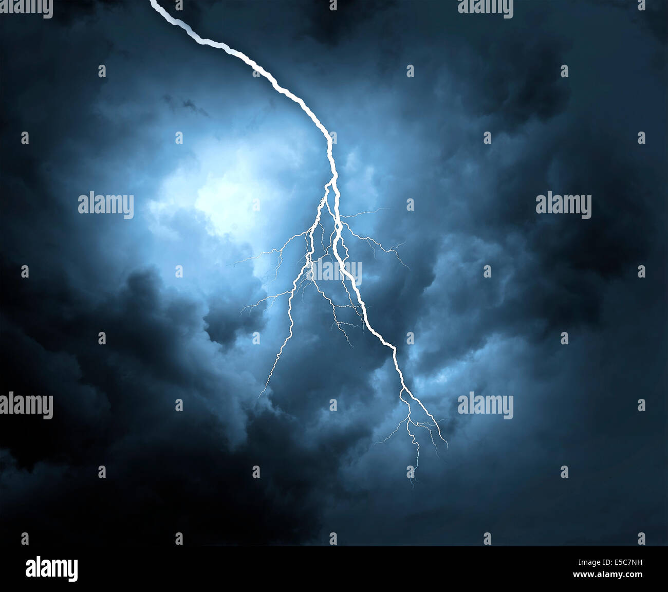 A lightning strike on the cloudy sky Stock Photo - Alamy