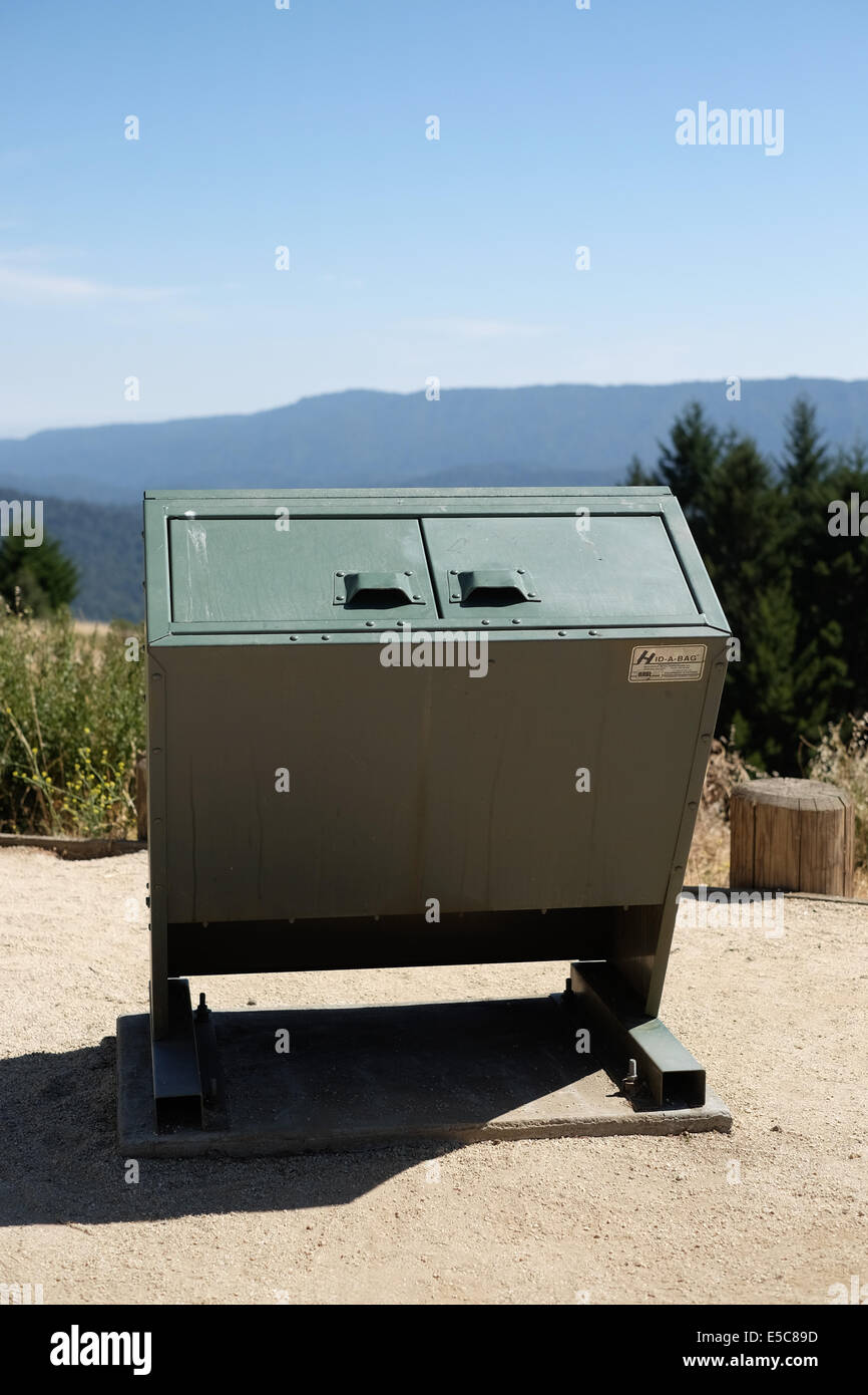 Bear safe trash receptacle. Bear safe trash can Stock Photo Alamy