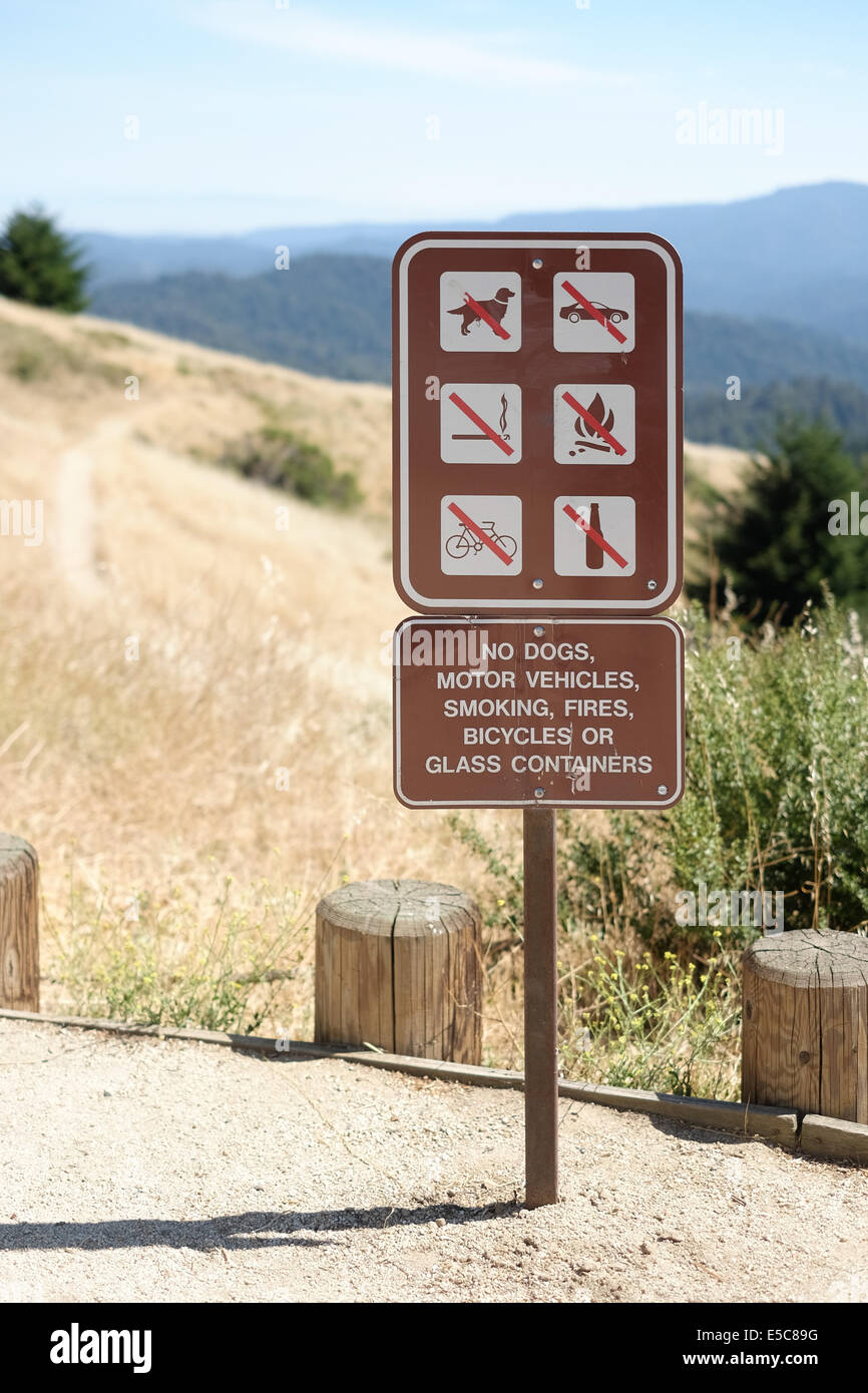 Trail head rules sign. Stock Photo