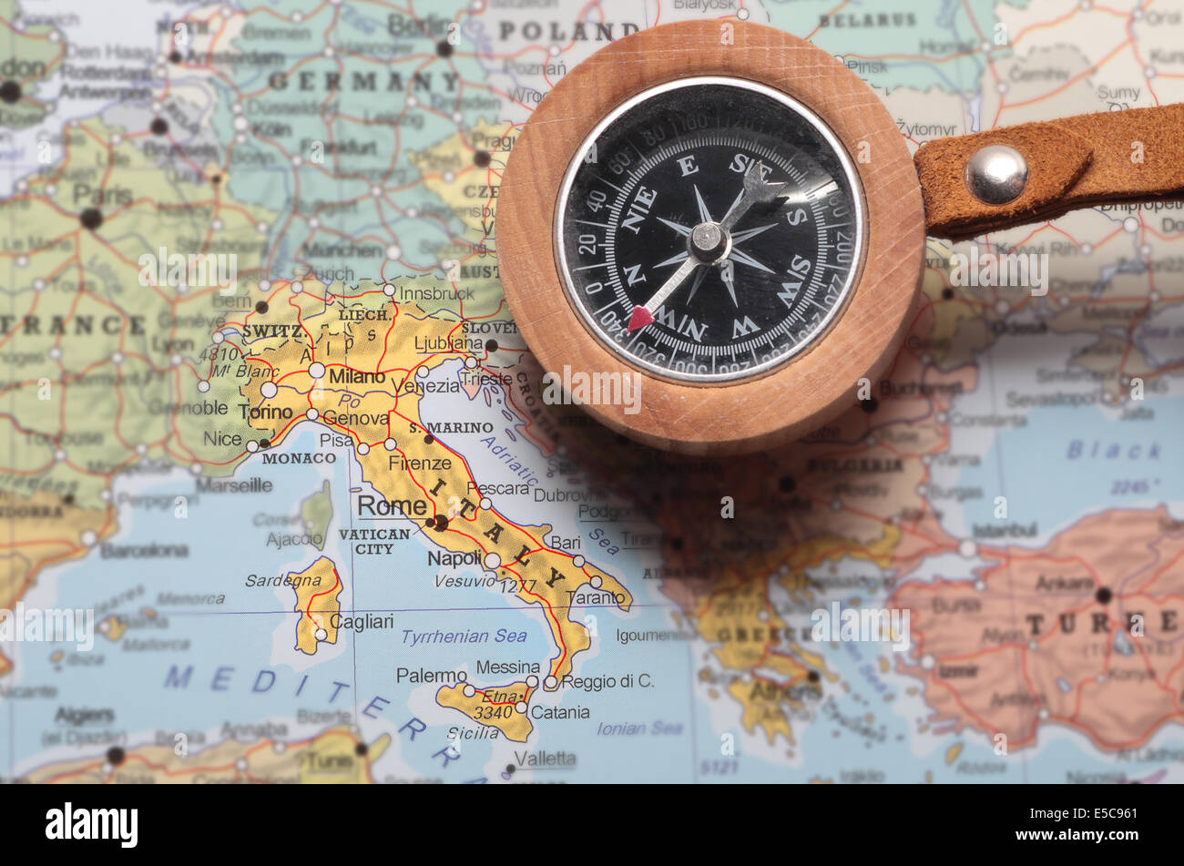 Kompass in Hand Auf Dem Meeresgrund in Naples Italy Europe Als