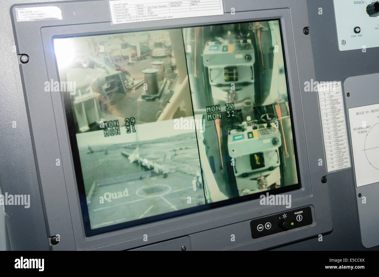 Belfast, Northern Ireland. 26/07/2014 - Monitors for cameras mounted around the Type 45 destroyer HMS Duncan Credit:  Stephen Barnes/Alamy Live News Stock Photo
