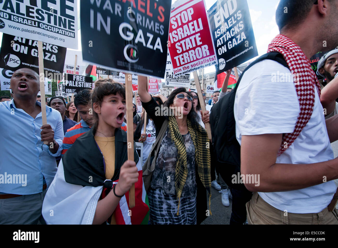 Thousands protest in London against Israeli attacks on Gaza July 26 2014 Stock Photo