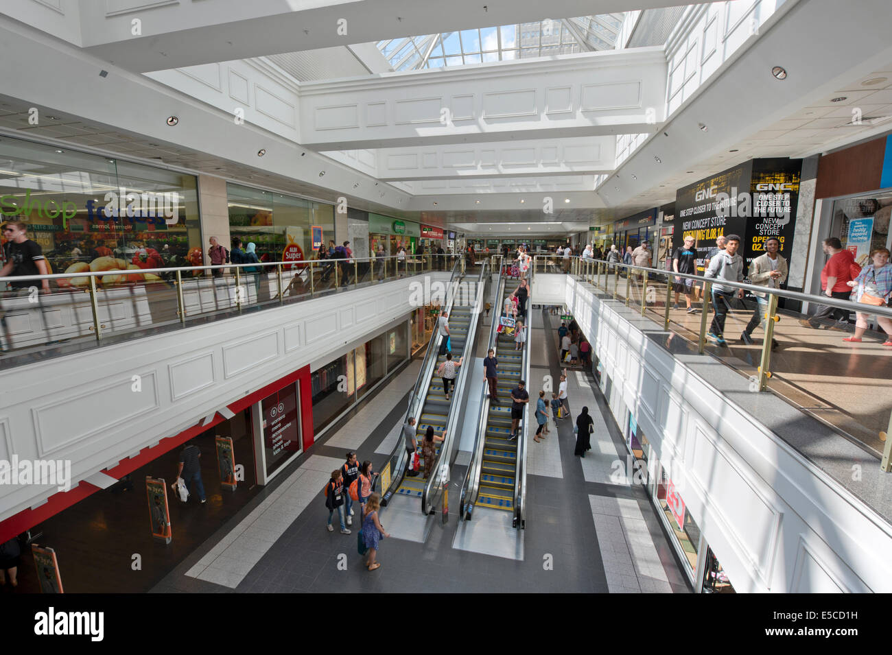 An internal shot of Manchester Arndale shopping centre mall located in the city centre. Stock Photo