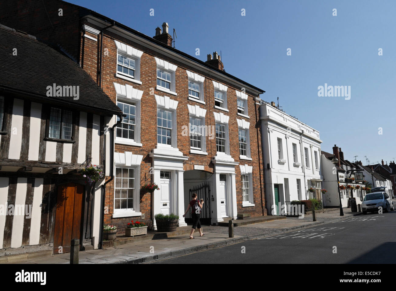 Listed Buildings on Church Street in Stratford upon Avon England Nos 17 and 18 Stock Photo