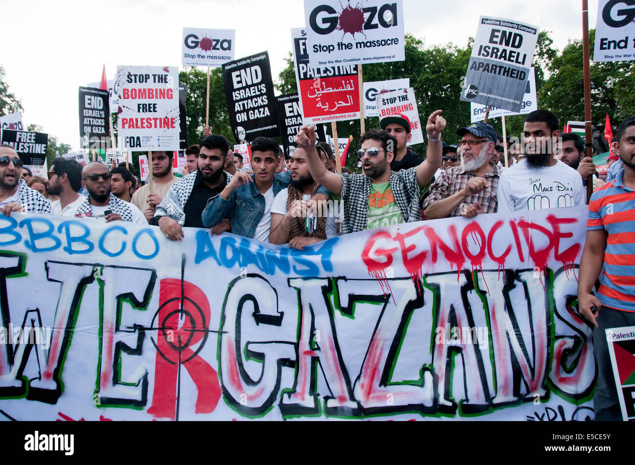 Thousands protest in London against Israeli attacks on Gaza July 26 2014 Stock Photo