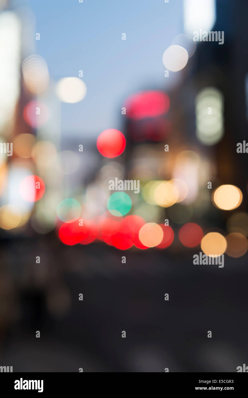 Abstract blurred city scenery with colorful lights. Tokyo, Japan. Stock Photo