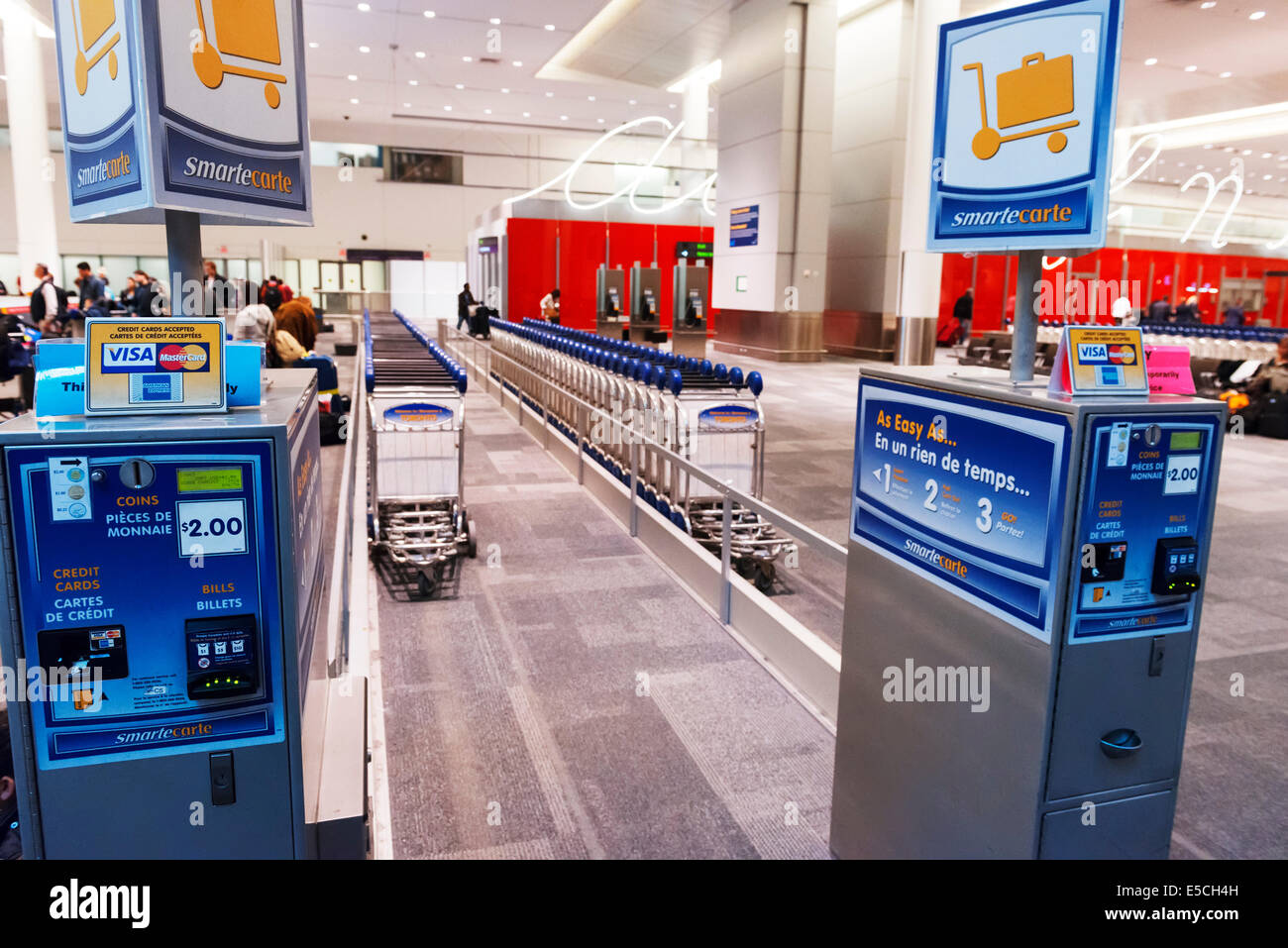 Luggage carts rental at Toronto Pearson International airport, Canada Stock Photo