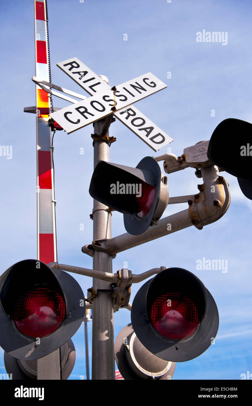 Railroad crossing Sanford, North Carolina, Chatham County Stock Photo