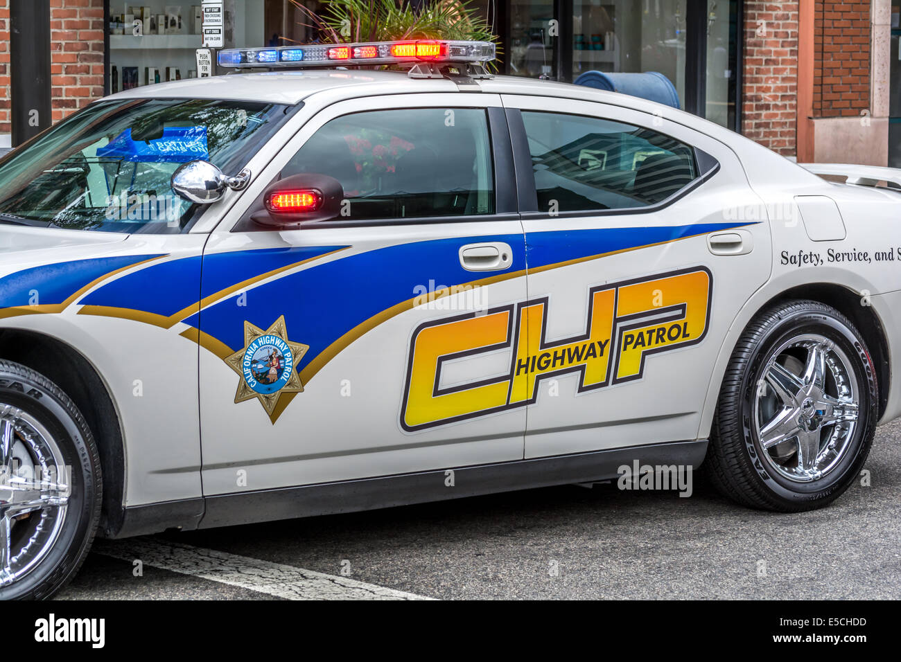 California Highway Patrol car painted for display at events and car shows. Stock Photo