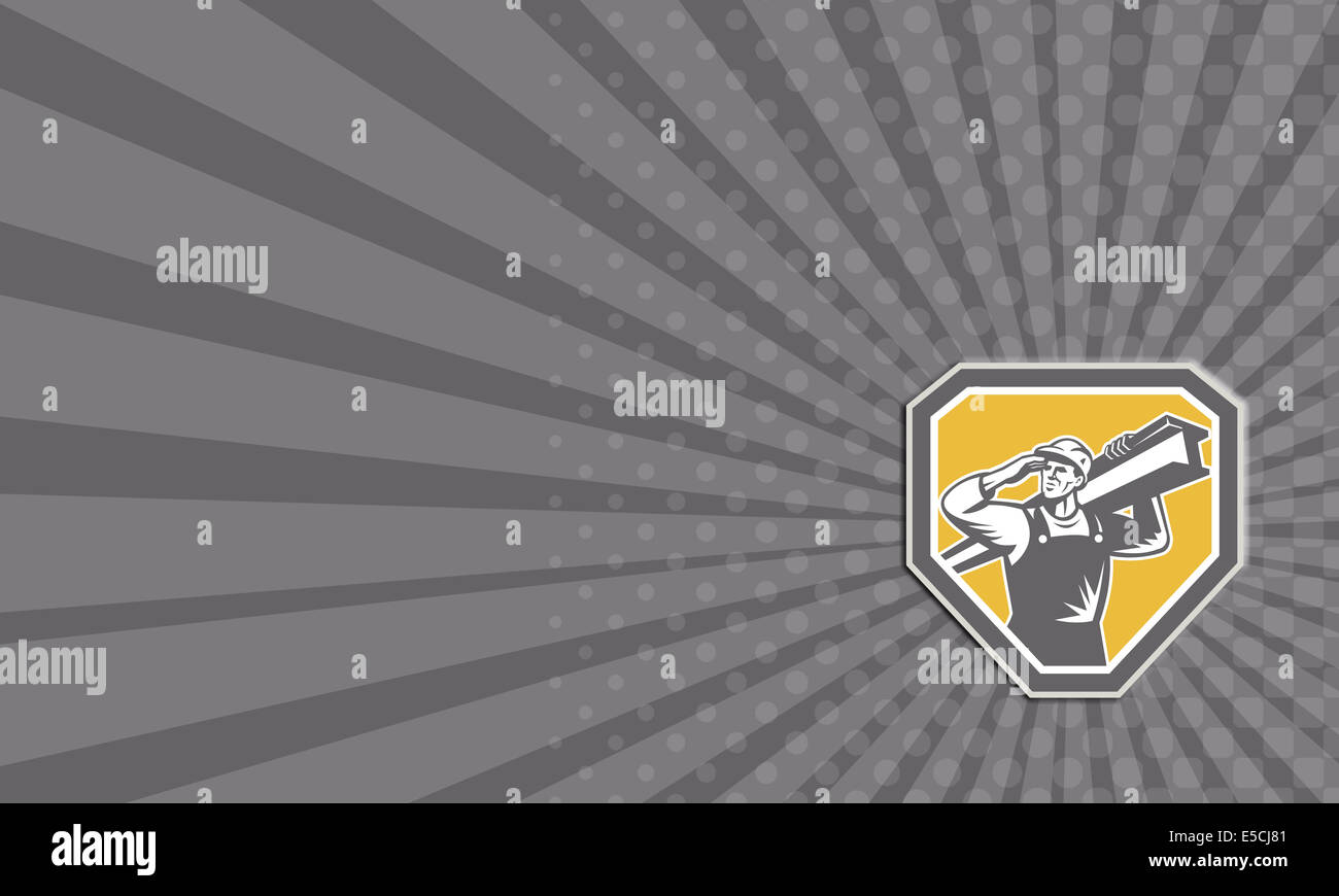 Business card showing illustration of construction steel worker ...