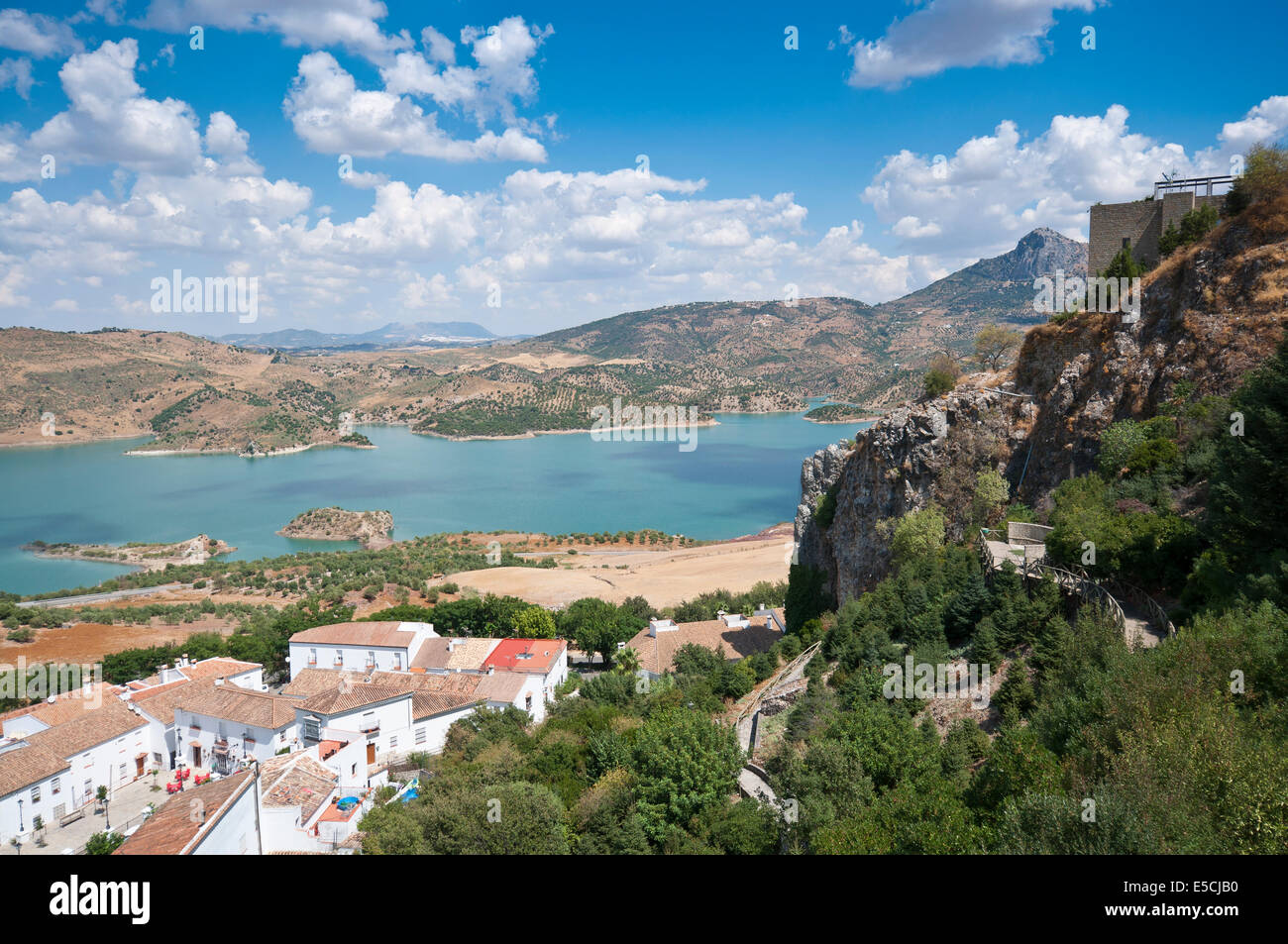 Views of Zahara El Gastor Reservoir, from Zahara de la Sierra town ...