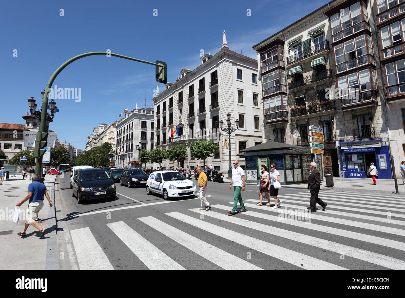 Crosswalk in the city of Santander, Cantabria, Spain Stock Photo