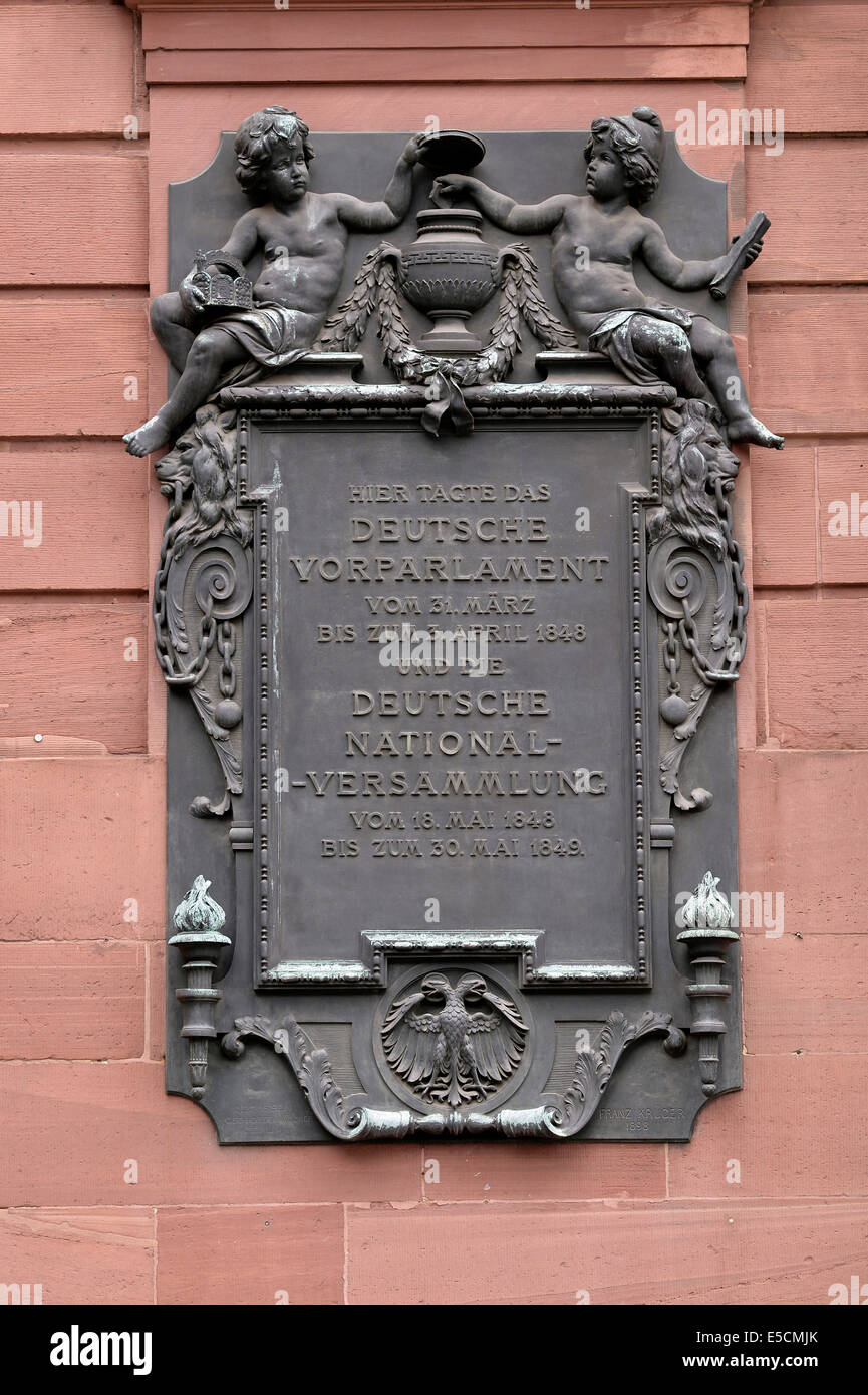Plaque commemorating the meeting of the German National Assembly and