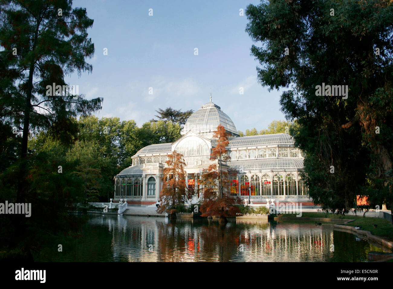 Palacio de Cristal or Crystal Palace in Buen Retiro park, Madrid Stock Photo