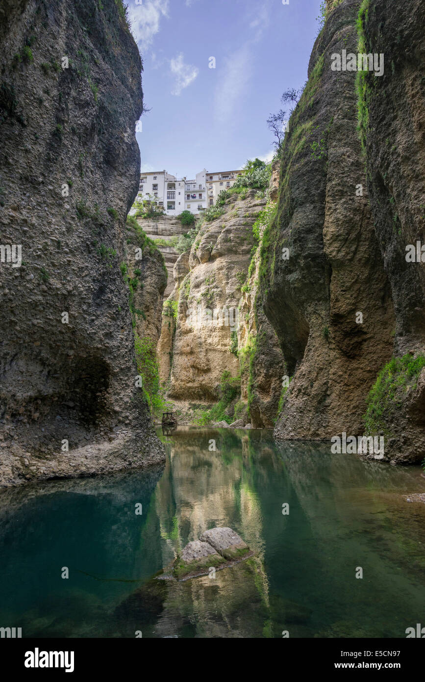 Canyon of the Rio Guadalevin, from the Casa del Rey Moro, Ronda, Malaga province, Andalucía, Spain Stock Photo