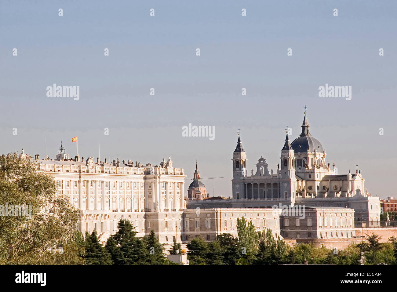 royal palace and almudena cathedral, madrid, spain Stock Photo