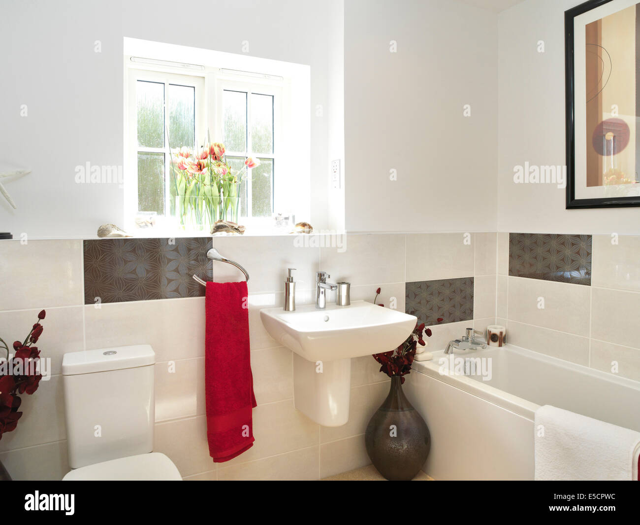 Bathroom in Mulberry Place, Great Bedwyn. Residential Development, UK. Stock Photo