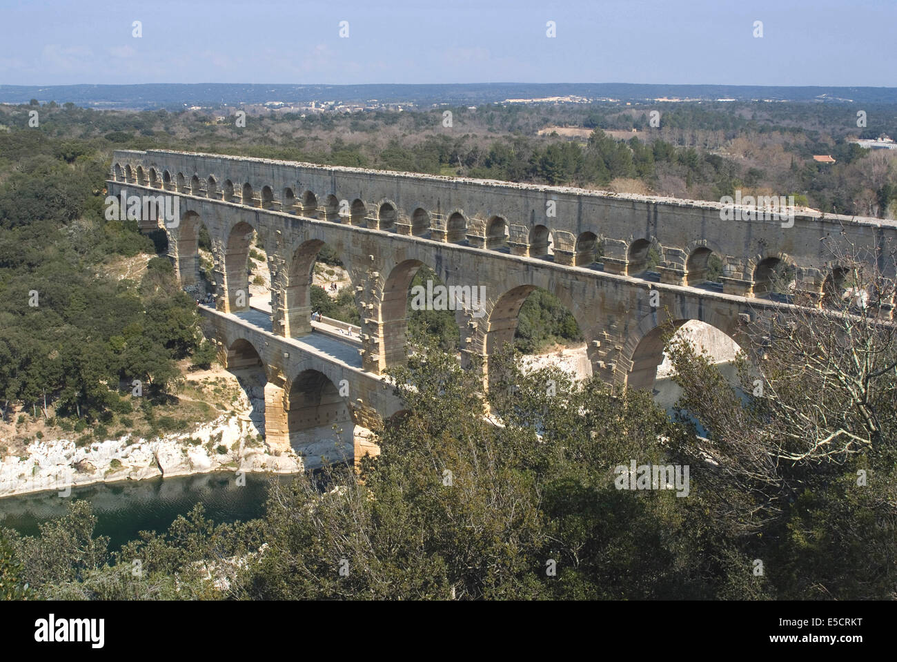 Pont du Gard, Roman aqueduct from AD 1st century, near Vers, Gard, France Stock Photo