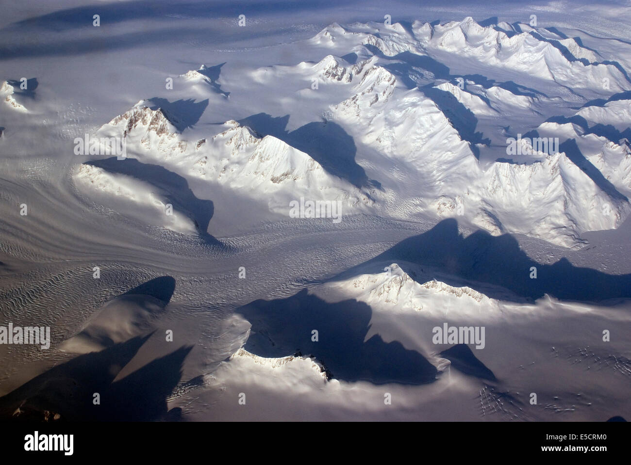 Aerial view over Greenland Stock Photo