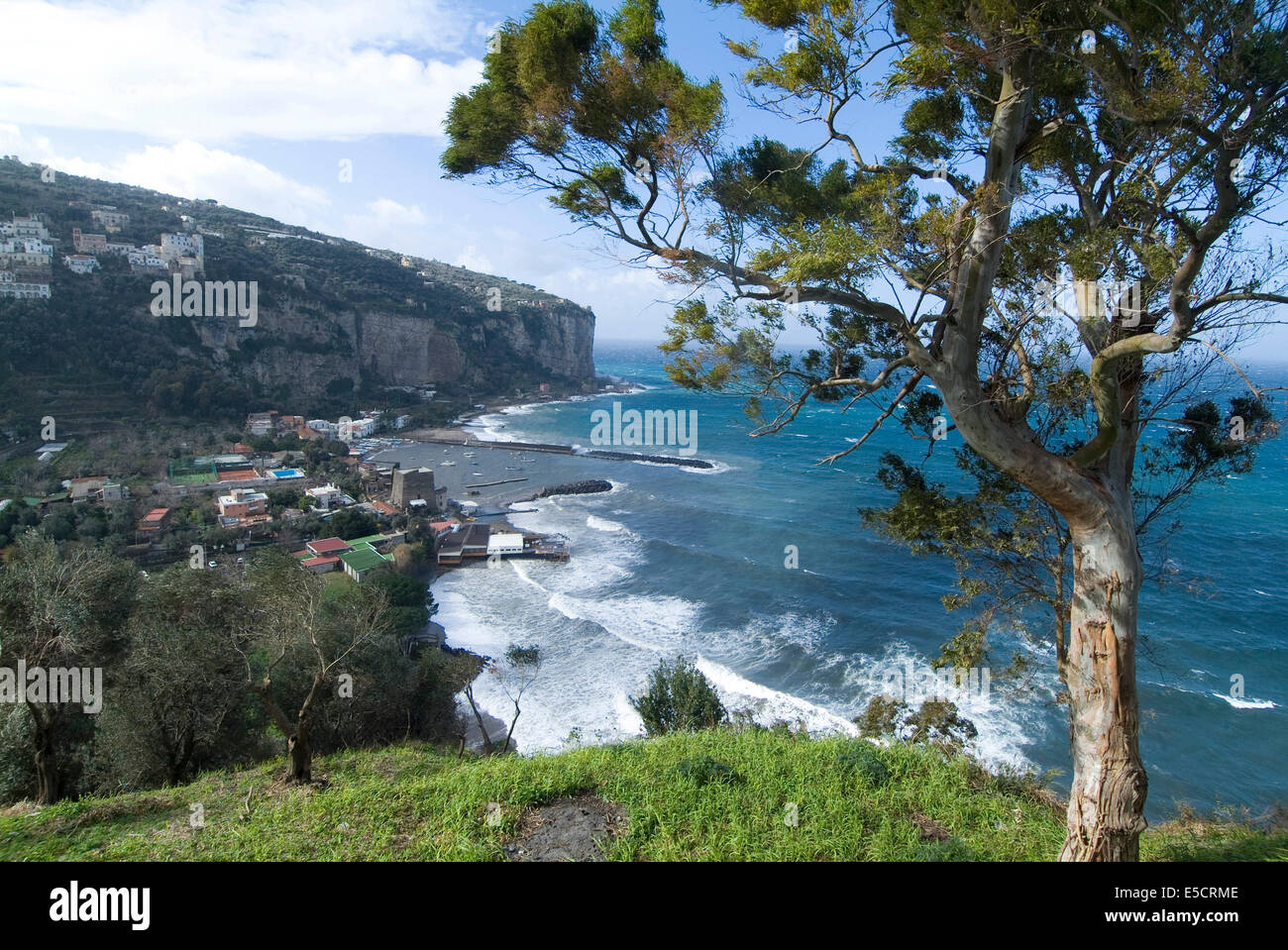 View of Seiano and Mediterranean coast, near Sorrento, Italy Stock Photo