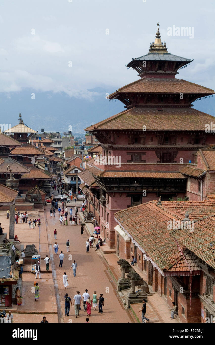 View over temple complex, Durbar Square, Patan, Nepal Stock Photo
