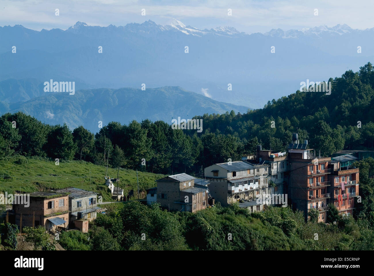 Nagarkot, a hill station and resort at the base of the Himalayan range, Nepal Stock Photo
