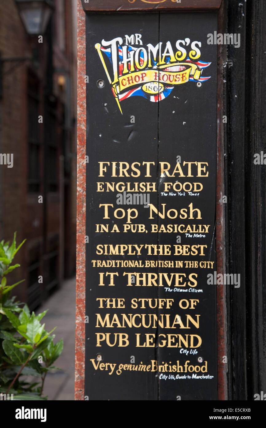 Mr Thomas Chop House Sign, Manchester, England, UK Stock Photo