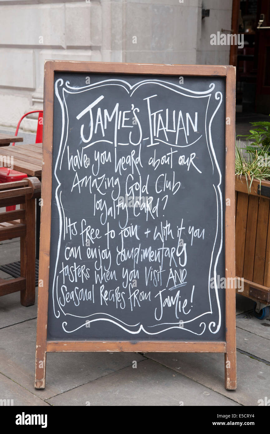 Jamies Italian Sign and Menu, Manchester, England, UK Stock Photo Alamy
