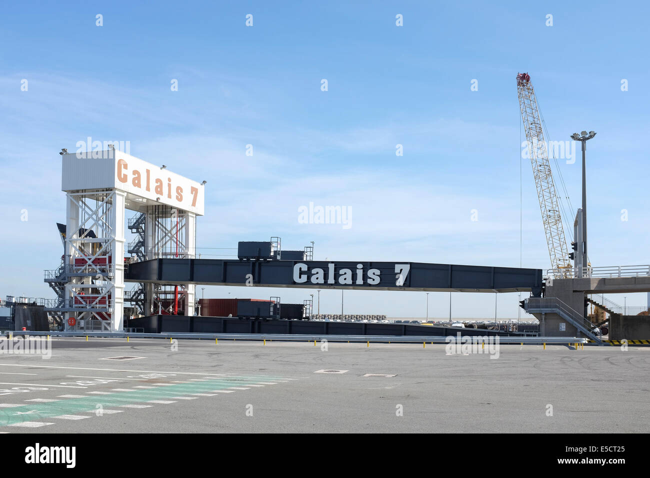 Gate numer seven for ferries at Calais port, France Stock Photo