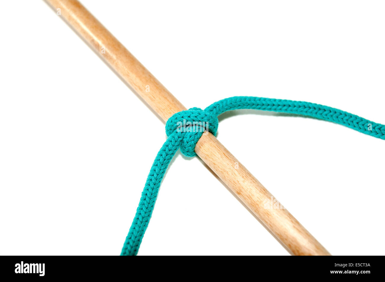 Clove hitch knot on white background Stock Photo