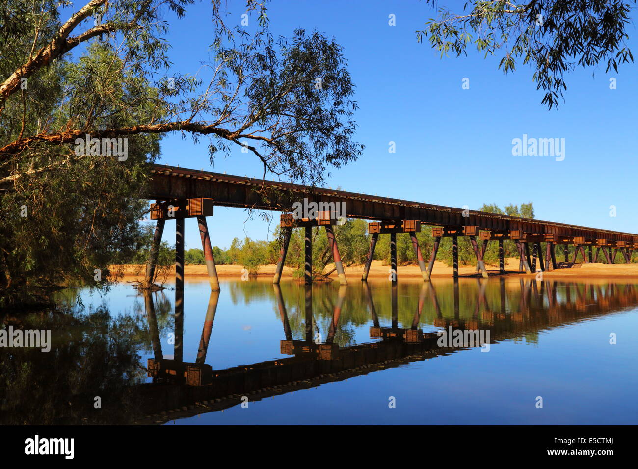 The De Grey River railway bridge in Western Australia. Stock Photo