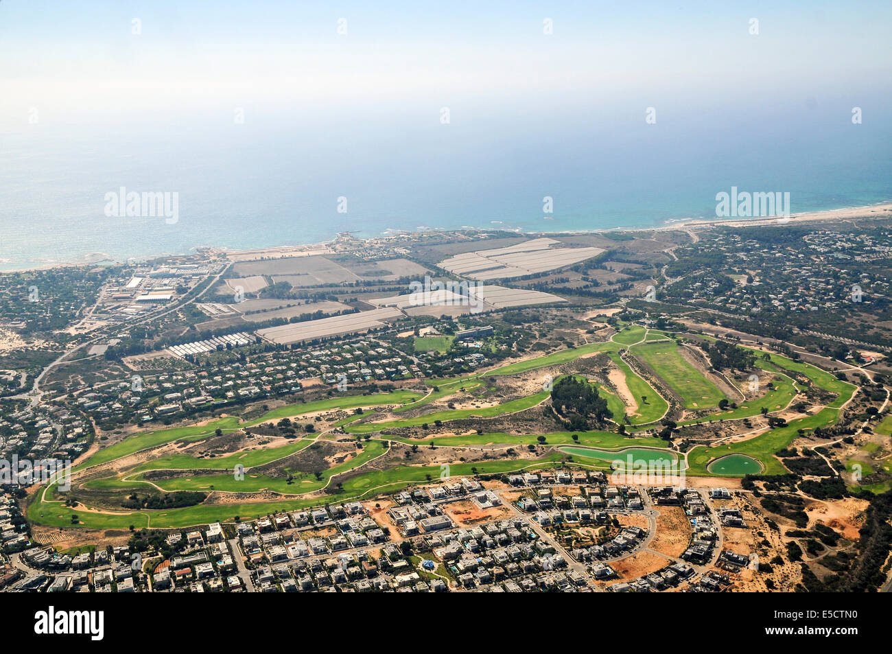 Aerial photography of Israel, Costal Plaine, the golf course at the