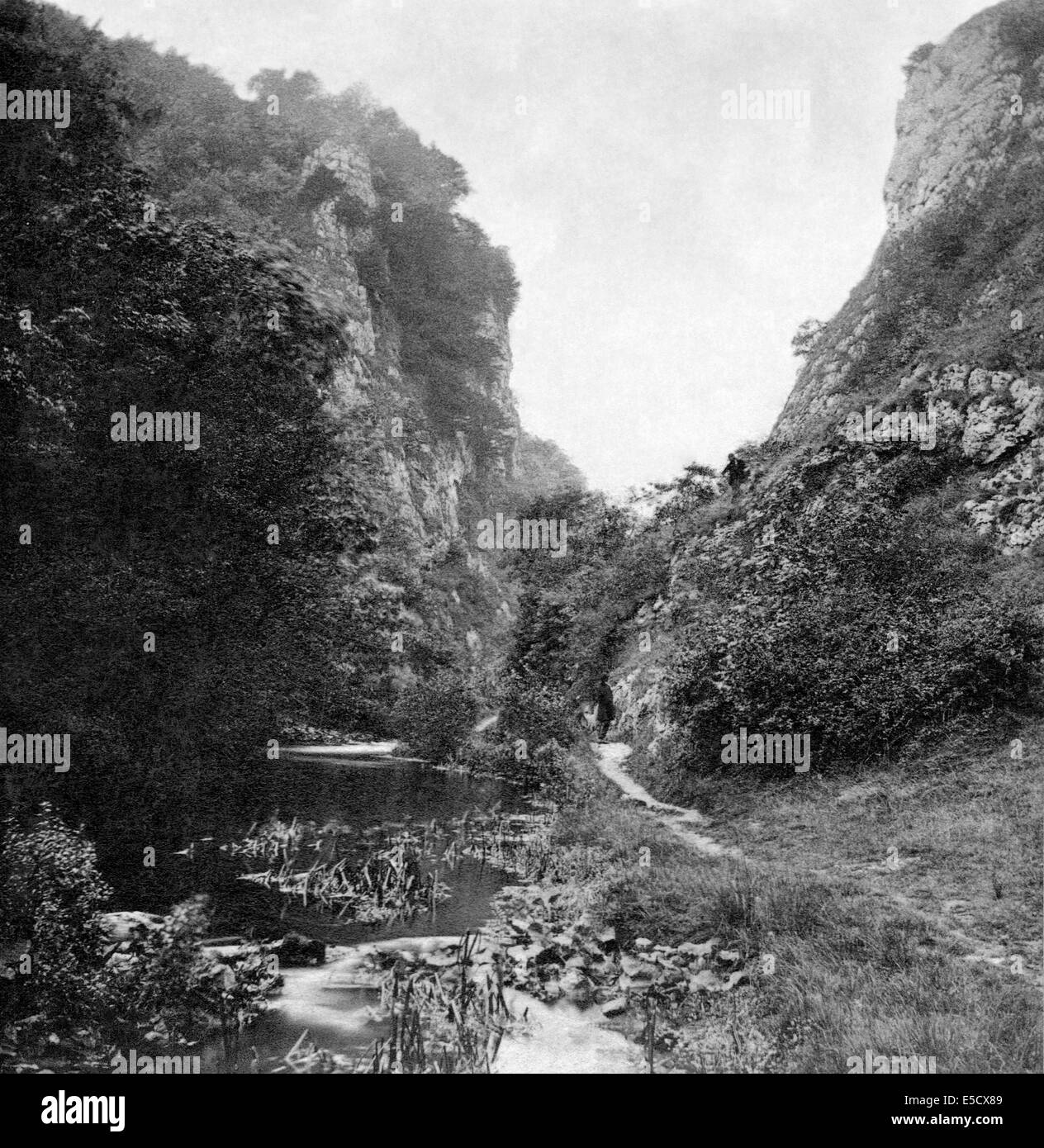 UK, England, Derbyshire, ‘Straits of Dovedale’ historic image from 1860s Stock Photo