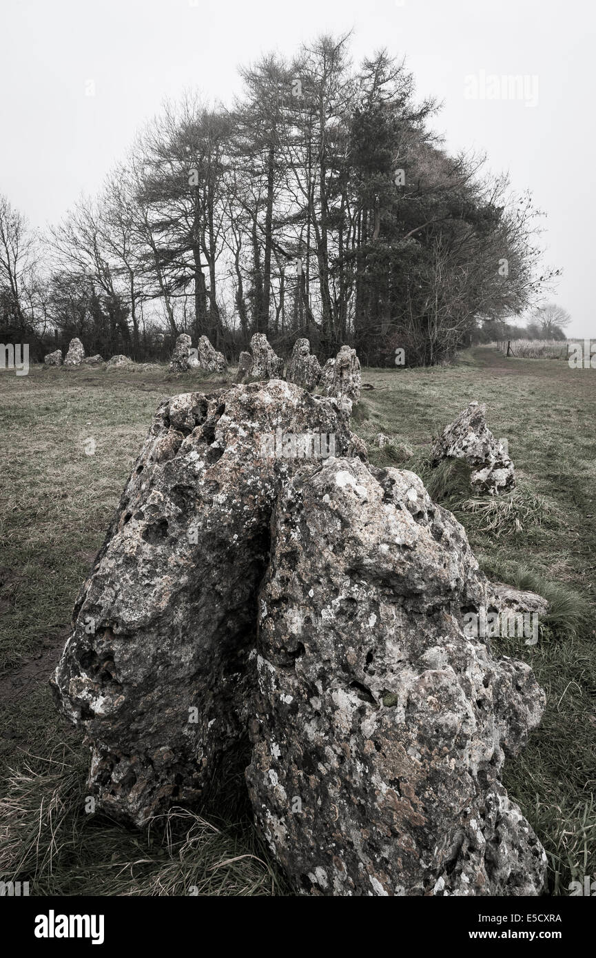 The Rollright Stones Neolithic stone circle, Oxfordshire, UK Stock Photo