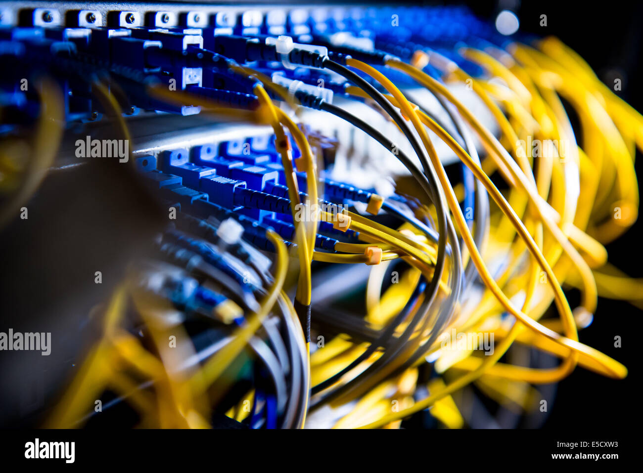 Fiberoptic equipment in a data center Stock Photo Alamy