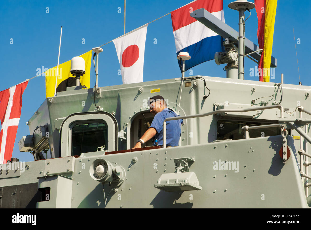 A crew member of HMS Bangor Stock Photo