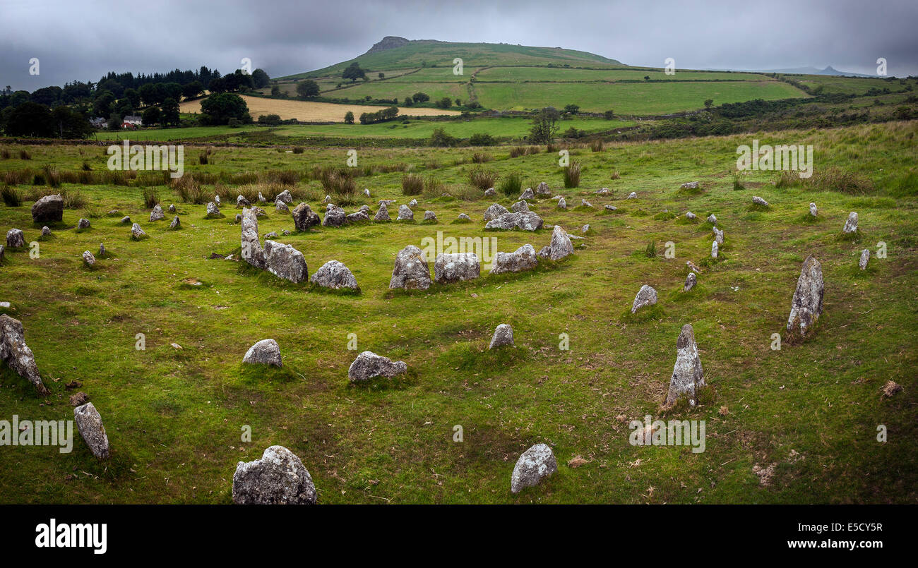 Yellowmead Bronze Age concentric stone circles on Dartmoor, Devon, UK