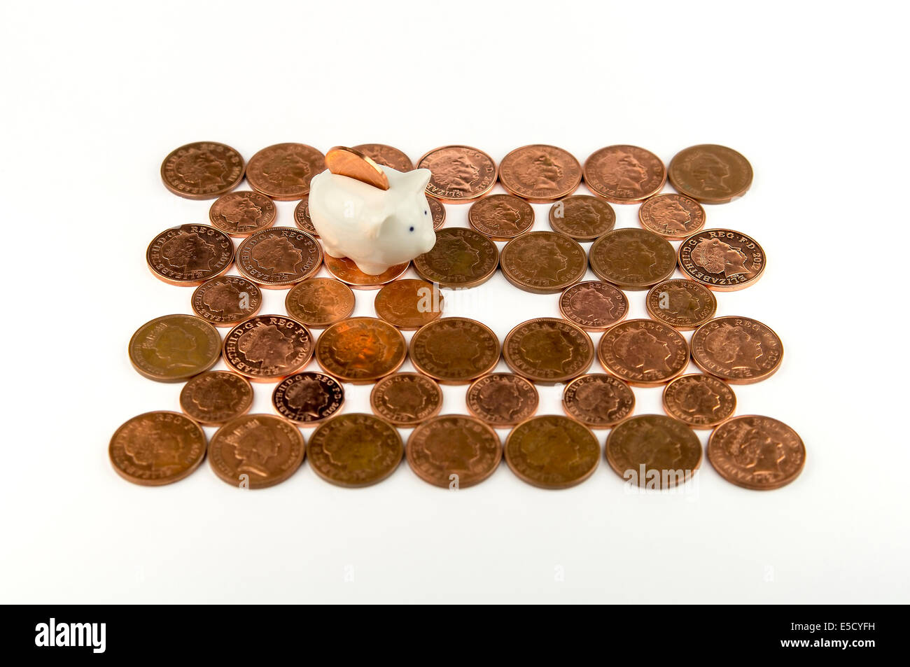 a piggy bank on a stack of coins Stock Photo - Alamy
