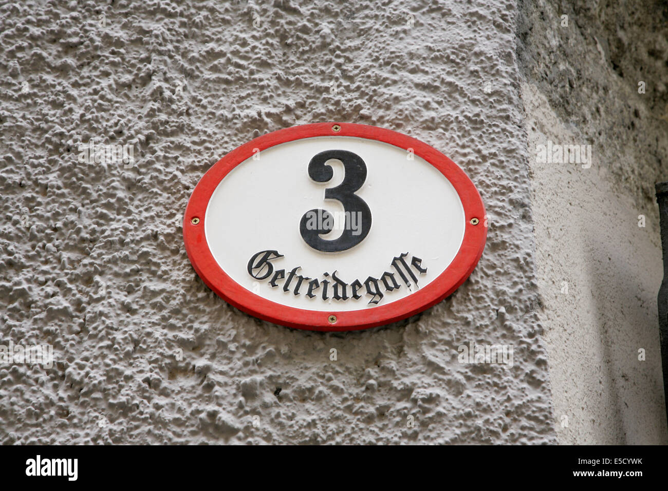 House number in Getreide Gasse, Salzburg, Austria. Stock Photo